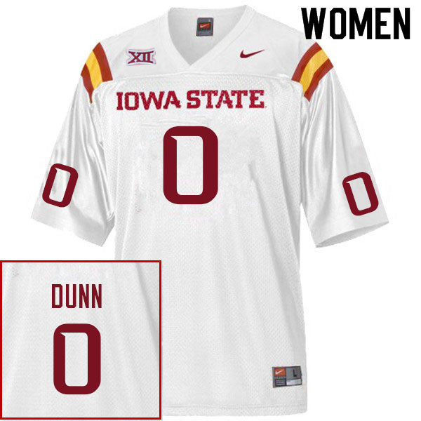 Iowa State Cyclones Women's #0 Corey Dunn Nike NCAA Authentic White College Stitched Football Jersey SQ42O28DR